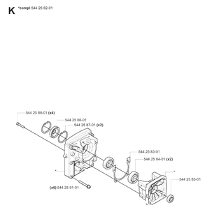 Crankcase Diagram and Parts List for 180BF 20080500001-20084000000 Husqvarna Leaf Blower / Vacuum