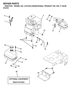 Engine 3 Diagram and Parts List for LTH1542 (954170086-A)(2003-01) Husqvarna Lawn Tractor