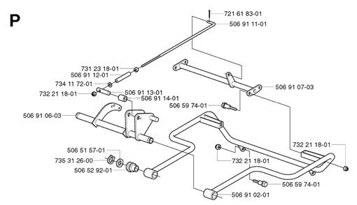 Frame Diagram and Parts List for R11 2003-01 Husqvarna Lawn Tractor