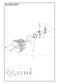 Cylinder Piston Diagram and Parts List for 522HDR75X  Husqvarna Trimmer