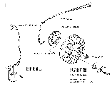 Ignition System Diagram and Parts List for 351EPA 20012200001 Husqvarna Chainsaw