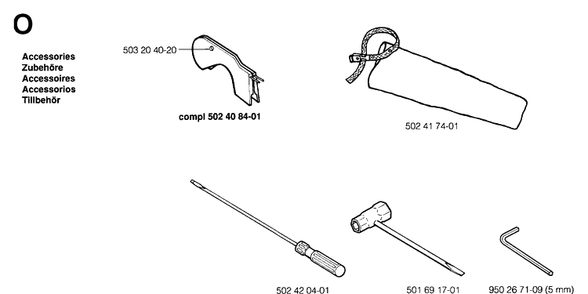 Accessories 2 Diagram and Parts List for 250PS 19960500001-19984000000 Husqvarna Pole Saw