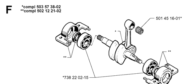 Crankshaft Diagram and Parts List for 245R 19962200001-19984000000 Husqvarna Brush Cutter