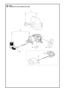 Carburetor And Air Filter Diagram and Parts List for 338XPT 20100600001-Current Husqvarna Chainsaw