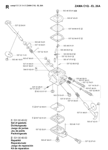 Carburetor Details Diagram and Parts List for 323HE3 20090900001-Current Husqvarna Hedge Trimmer
