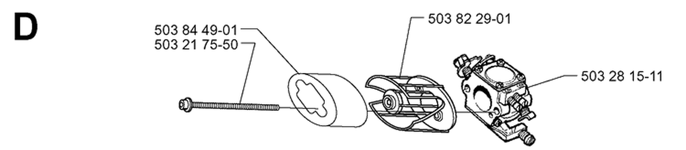 Carburetor Diagram and Parts List for 335XPT 19970500001-19991000000 Husqvarna Chainsaw