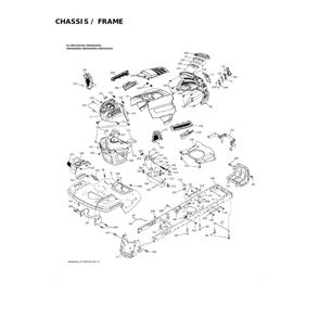 Chassis/Frame Diagram and Parts List for 96043032100  Husqvarna Lawn Tractor