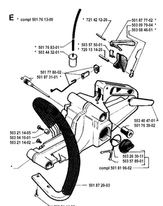 Fuel Tank And Handle Diagram and Parts List for 55 19900100001-19914000000 Husqvarna Chainsaw
