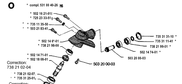 Bevel Gear Diagram and Parts List for 125RB 19931400001-Current Husqvarna Brush Cutter