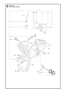 Fuel Tank And Handle Diagram and Parts List for 55 (RANCHER)(20101400001-Current) Husqvarna Chainsaw