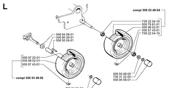 Wheels And Tires Diagram and Parts List for PR14 2000-02 Husqvarna Lawn Mower