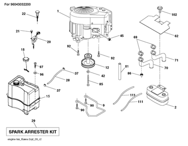 Engine Diagram and Parts List for YTH1842 2018 Husqvarna Lawn Tractor