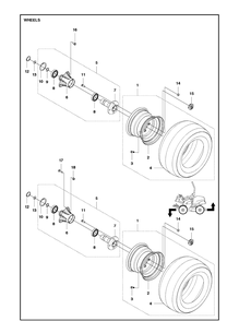 Wheels And Tires Diagram and Parts List for P525  Husqvarna Lawn Mower
