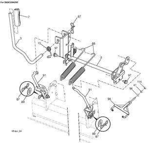 Mower Lift Lever Diagram and Parts List for TS242D  Husqvarna Lawn Tractor