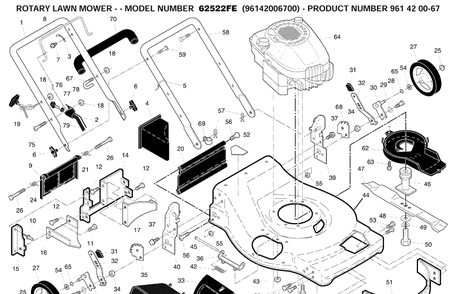 Repair Parts 1 Diagram and Parts List for 62522FE (96142006700)(2009-01) Husqvarna Lawn Mower