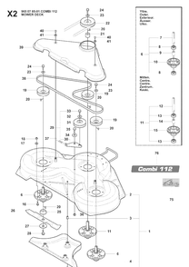Mower Deck / Cutting Deck 4 Diagram and Parts List for RIDER175AWD (965105001)(2008-06) Husqvarna Lawn Mower