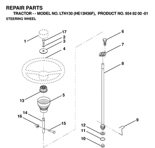 Steering Diagram and Parts List for LTH130 (HE13H36F)(1998-12) Husqvarna Lawn Tractor