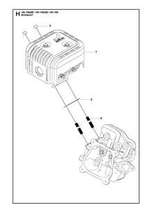Exhaust Diagram and Parts List for HH196OB (970505401)(2021-01) Husqvarna Engine