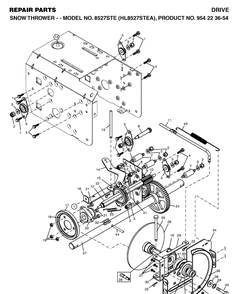 Drive Diagram and Parts List for 8527STE (HL8527STEA)(2004-03) Husqvarna Snow Blower