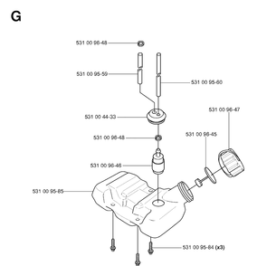 Fuel System Diagram and Parts List for 125BT TJ027D-AC55 Husqvarna Leaf Blower / Vacuum