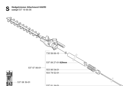 Cutting Equipment 2 Diagram and Parts List for HA850 20070100001-20090900000 Husqvarna Hedge Trimmer