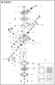 Carburetor Diagram and Parts List for 525LSTMARKII  Husqvarna Trimmer