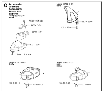Accessories Diagram and Parts List for 326C 20020500001-20023100000 Husqvarna Edger