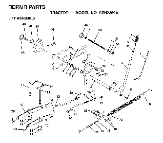Mower Lift / Deck Lift Diagram and Parts List for GTH2250A (954567093)(2001-04) Husqvarna Lawn Tractor