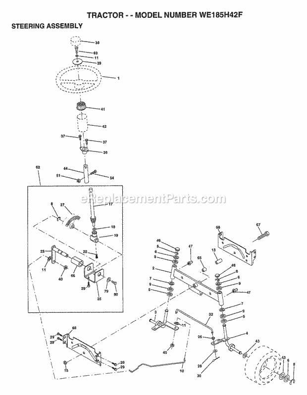 Seat Assembly Diagram and Parts List for WE185H42F 1999 Husqvarna Lawn Tractor