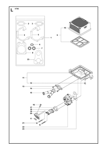 Air Filter Diagram and Parts List for K760 2011-08 Husqvarna Lawn Tractor Accessories