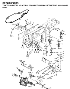 Drive Diagram and Parts List for CTH151XP (HAUCT15H36A)(2004-01) Husqvarna Lawn Tractor