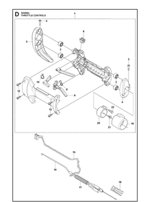 Throttle Controls Diagram and Parts List for 553RBX 20123200001-20180500000 Husqvarna Brush Cutter