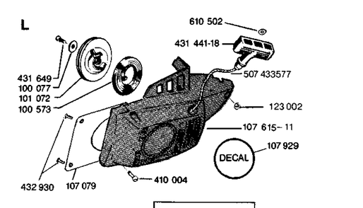 Starter Diagram and Parts List for 35 19900100001-19902200000 Husqvarna Chainsaw