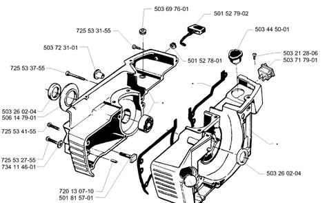 Crankcase Diagram and Parts List for 268K 1997-01 Husqvarna Lawn Tractor Accessories