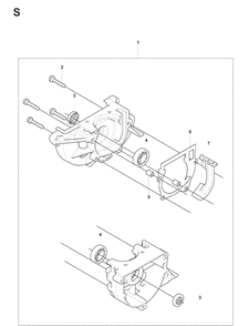 Crankcase Diagram and Parts List for 241RJ  Husqvarna Brush Cutter