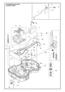 Chassis Lower Diagram and Parts List for 450XEPOS  Husqvarna Lawn Mower