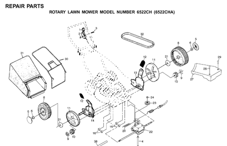 Repair Parts 2 Diagram and Parts List for 6522CH (954222725)(2001-01) Husqvarna Lawn Mower