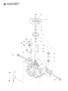 Transmission Diagram and Parts List for R16 (965161601)(2007-06) Husqvarna Lawn Tractor