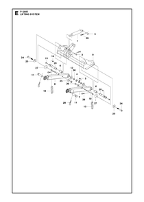 Mower Lift / Deck Lift Diagram and Parts List for P520D 20120100001 - 20143999999 Husqvarna Lawn Tractor