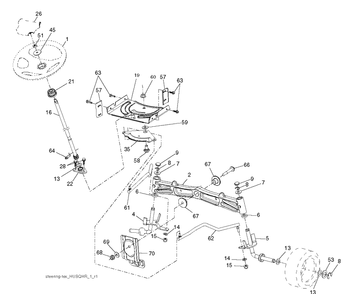 Steering Diagram and Parts List for YTH21K46 (96043012000)(2010-11) Husqvarna Lawn Tractor