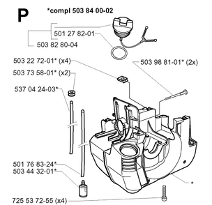 Crankcase Diagram and Parts List for 232RD 20001400001-Current Husqvarna Brush Cutter