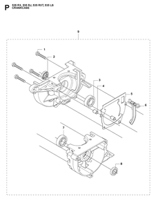 Crankcase Diagram and Parts List for 535RJ  Husqvarna Brush Cutter