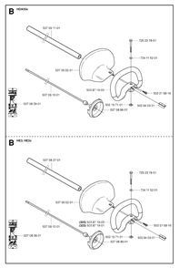 Shaft And Handle Diagram and Parts List for HA110 20050600001 - 20054000000 Husqvarna Trimmer