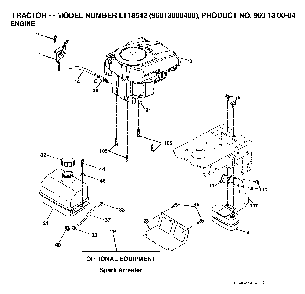 Engine Diagram and Parts List for LT18542 (96013000400)(2006-03) Husqvarna Lawn Tractor