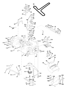 Mower Deck Diagram and Parts List for LTH130 (954140005F)(1998-07) Husqvarna Lawn Mower