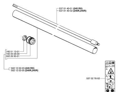 Shaft / Tube Diagram and Parts List for 240 2002-08 Husqvarna Brush Cutter