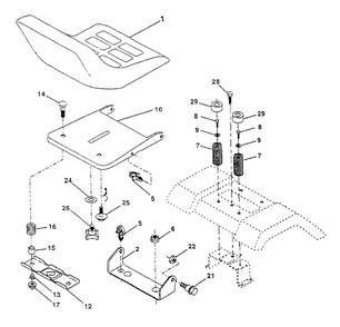 Seat Assembly Diagram and Parts List for YT180 (954000652-A)(1994-01) Husqvarna Lawn Tractor