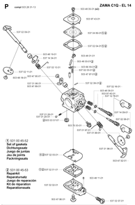 Carburetor Details Diagram and Parts List for 326HE4X 20013500001 - 20033100000 Husqvarna Hedge Trimmer
