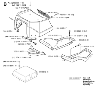 Hood Diagram and Parts List for R11 (953519401)(2006-01) Husqvarna Lawn Tractor
