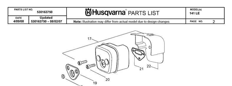 Muffler Diagram and Parts List for 141LE 2008-06 Husqvarna Chainsaw
